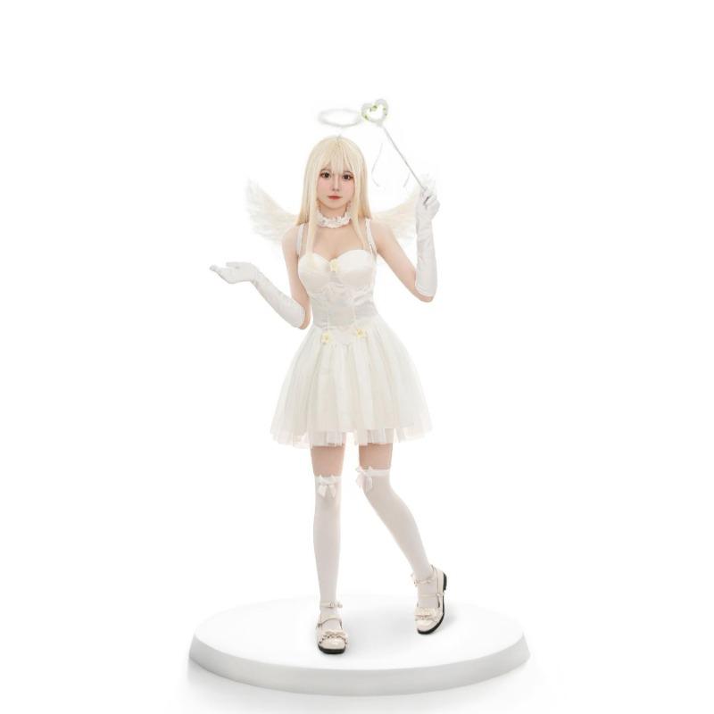 Halloween Black and White Angel Devil Costume Dark Devil Wings Adult Pure Desire Dress Set