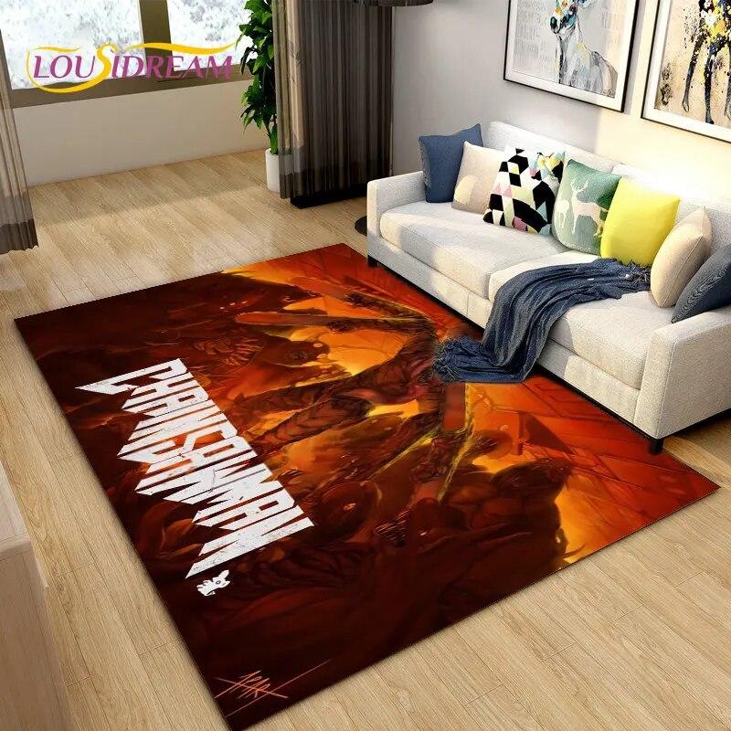 3D Chainsaw Man Anime Denji Cartoon Area Rug,Carpet Rug for Living Room Bedroom Sofa Doormat Decoration, Kids Non-slip Floor Mat