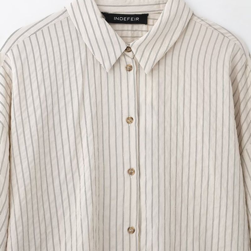 Kaslead New Women Clothes Western Style Short Sleeve Stripe Shirts Casual Trousers 9064550 8277550