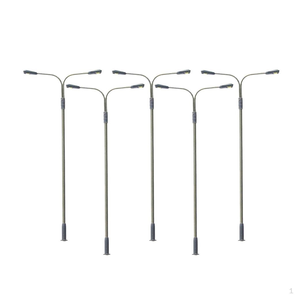 5 Pieces Mini Street Lights Model ,Outdoor Pathway Lantern Post, Railway Train Lamps Post for