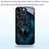 Midnight Wolf Shadow Pattern Tempered Glass Black Phone Case For Samsung Galaxy S23 S24 S25 Ultra Plus FE Shockproof Cover