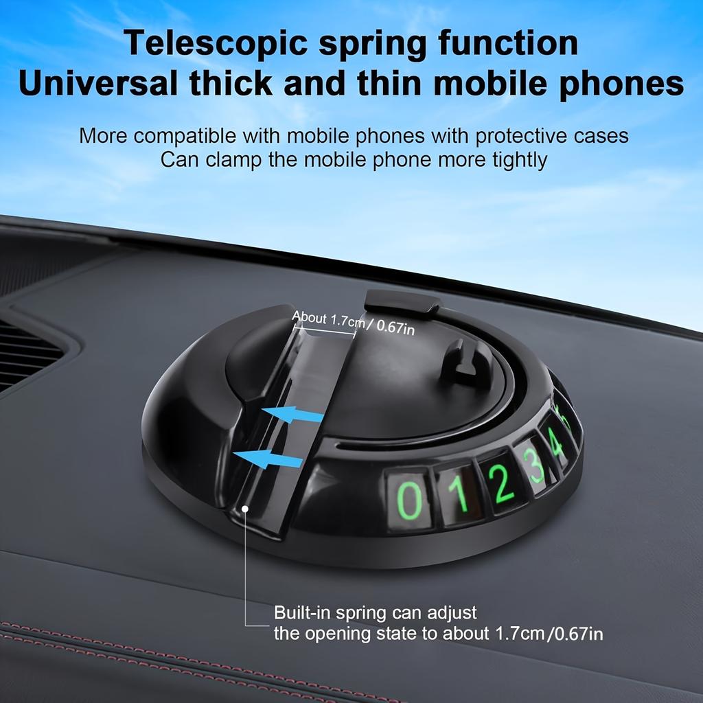 1Pcmultifunction Car Anti-Slip Mat,Rotatable Anti Skid Car Dashboard Pad With Temporary Parking Numbe,Universal Car Phone Holder
