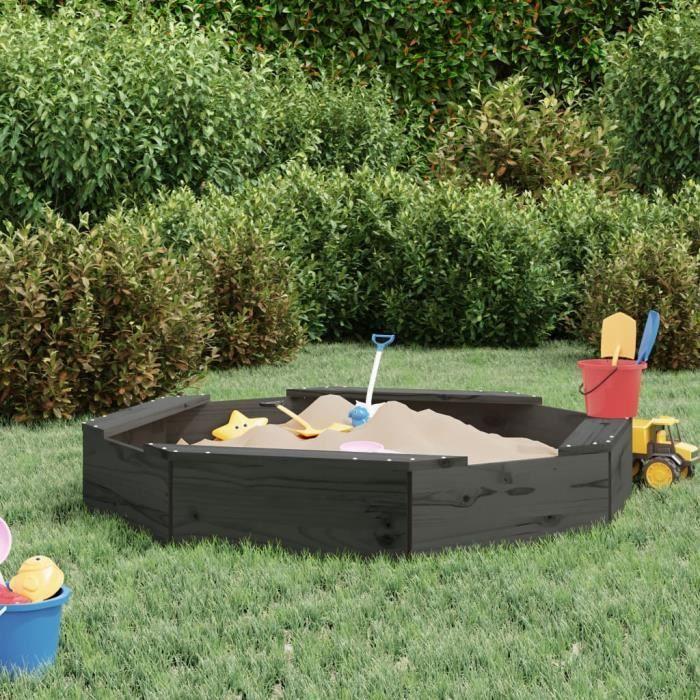 Bac à sable - VIDAXL - Octogone - Bois de pin massif - 111 x 111 x 20 cm - Pour enfants 2-8 ans