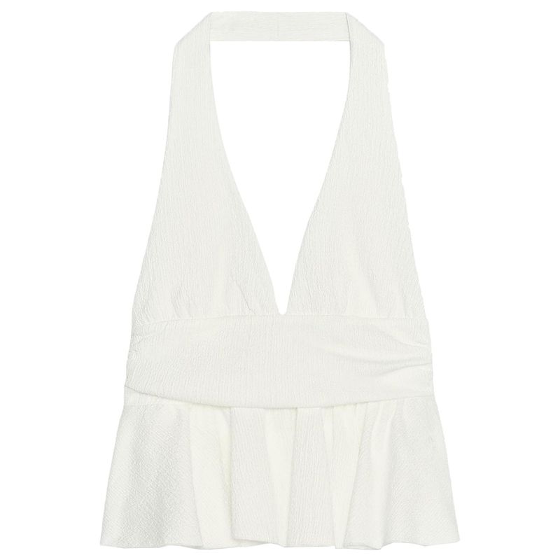 Zaprha 2025 Summer New Gyaru Sexy Backless Laminated Decorative Neck Collar All-Match Top 0347317