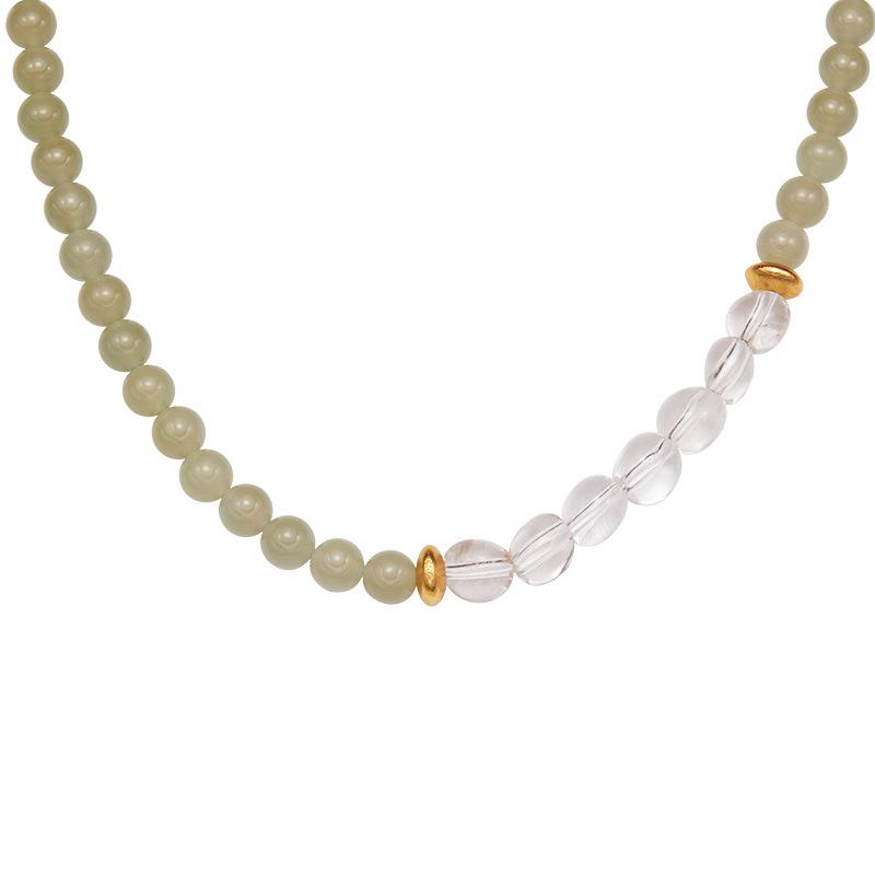 Natural White Crystal Hetian Jade Necklace Women'S Clavicle Chain Set S925 Sterling Silver Xiaohongshu New Earrings