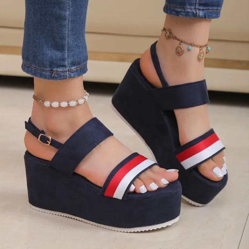 Fashion Summer Large Size  High Heels Platform Wedges Sandals Party Red Female Shoes Comfortable Casual Outdoor Women's Sandals