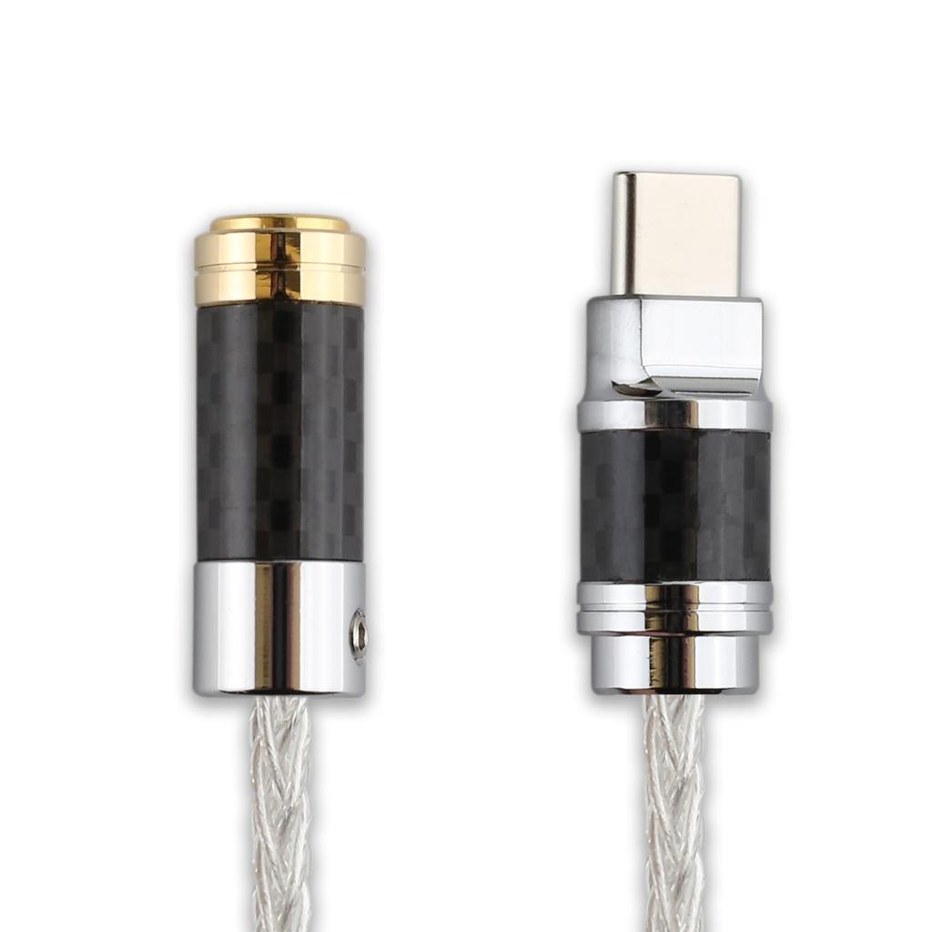 Kawaki Rotating Pure Silver Cable Headphone Decoding Audio Cable Type-C 3.5mm [M207]