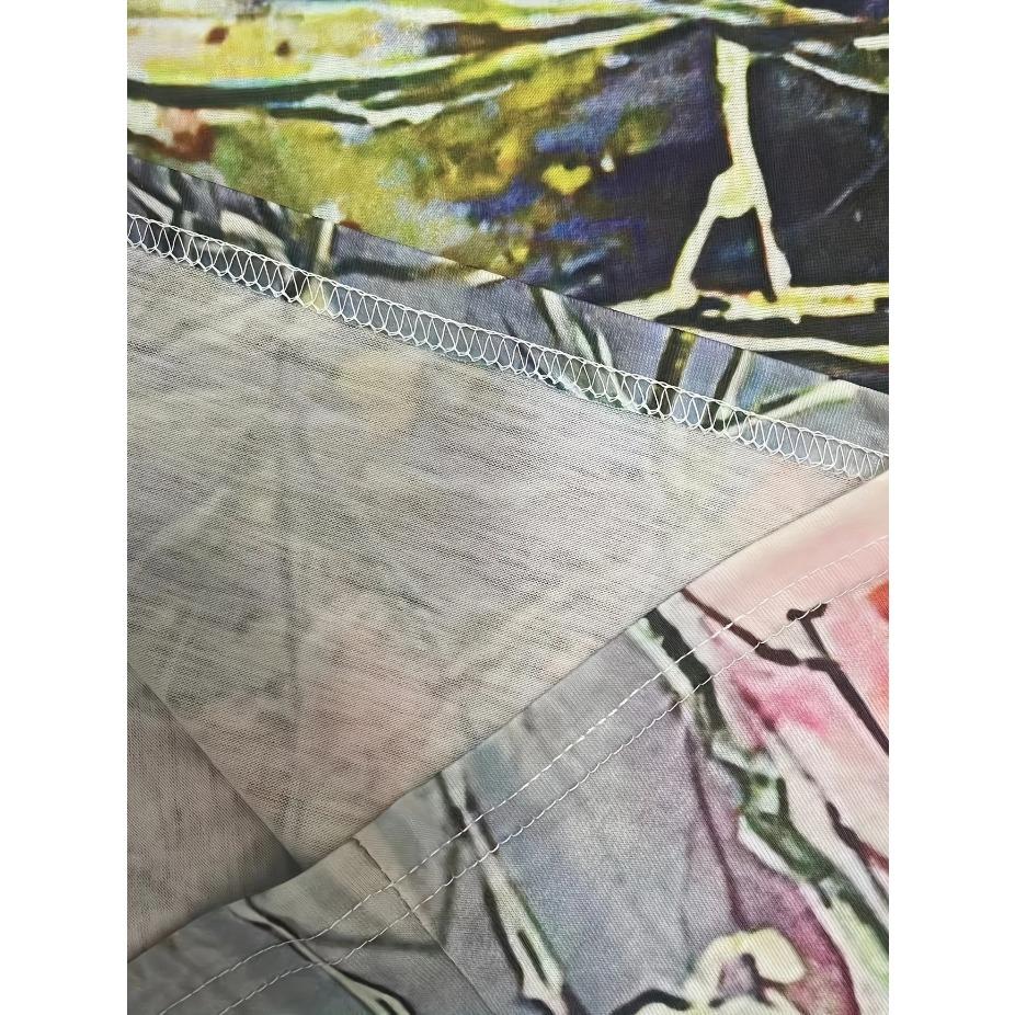 Vibrant Floral Print Short Sleeve V Neck T-Shirt - Women's Leisure T-Shirts for Spring & Summer - Comfortable,