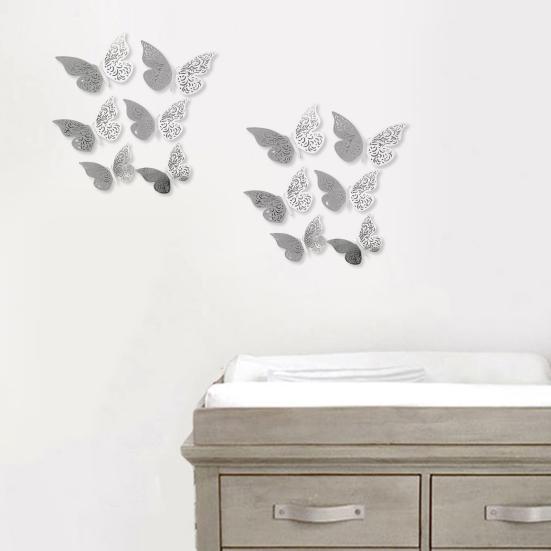 12 Stuks 3D Vlinder Muurstickers 3 Maten Holle Vlinder Muurkunst Verwijderbare DIY Decoratieve Sticker voor Kamer Kantoor Slaapkamer Woonkamer Decor