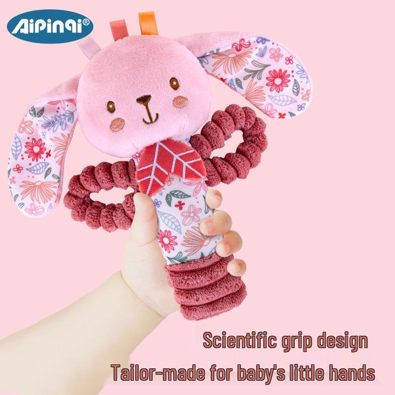 Aipinqi New Hand-Crank Baby Soothing Plush Rattle Doll, Colorful Grasping Stick Toy for Infants Aged 0-1 Year Old