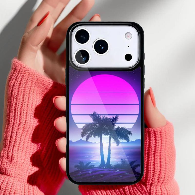 Synthwave 80's Retro Neon Phone Case for iPhone 17 Air 16e 15 14 13 Pro Max Back Cover for 12 11 Pro Coque