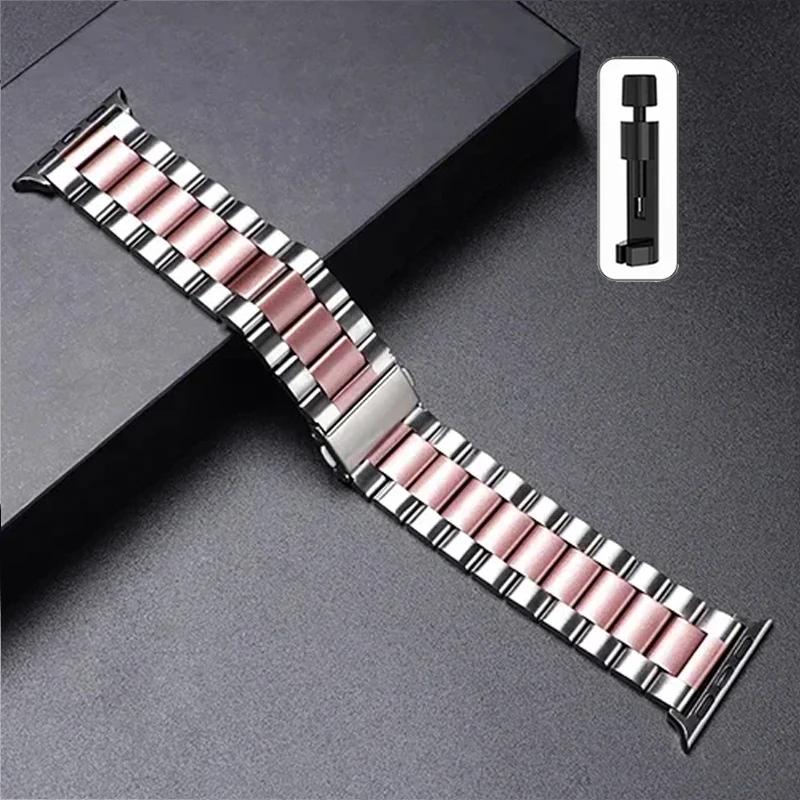 Stainless Steel Strap For Apple Watch Ultra 2 49mm 45mm 41mm 40mm 44mm 46mm Watch Strap Metal Bracelet For iWatch 10 9 8 7 6 5 4