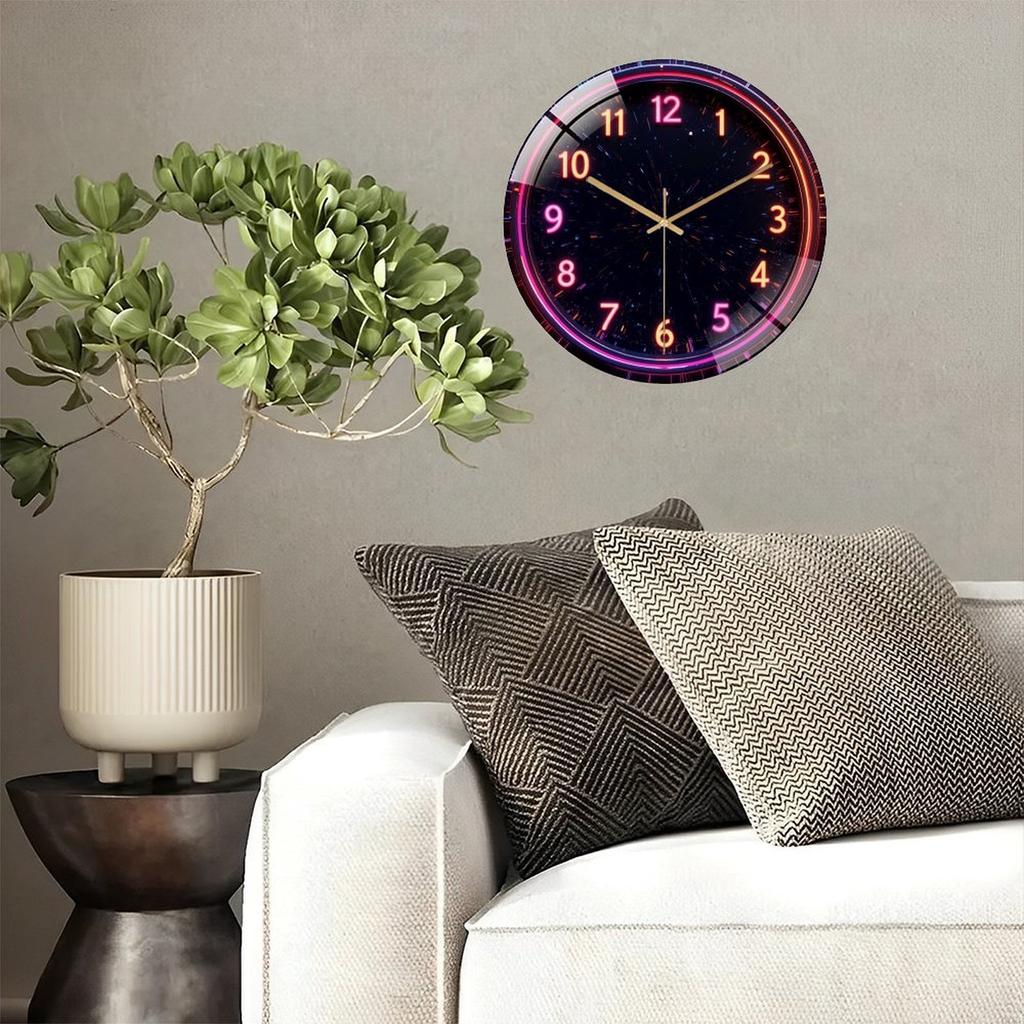 Clear Glass Round Clock 30x30cm Personalized Text Silent Operation Modern Wall Decor