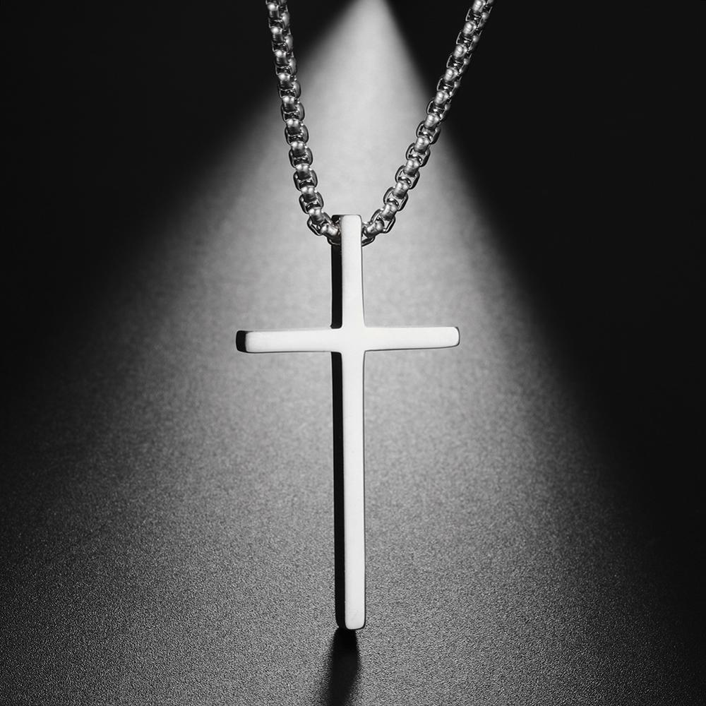 Fashion Cross Pendant Necklaces for Men Women Stainless Steel Punk Charm Box Chains Accessories Party Punk Jewelry Jesus Gift