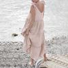 Women's Cotton And Linen Dress Women Sexy Tie Shoulder Cami Dress Casual Loose Sleeveless  Ruched Layered Flowy Dress
