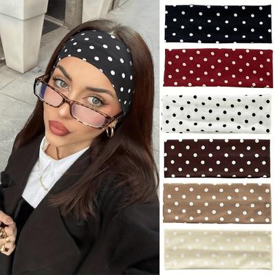 1pc Polka Dot Women's Yoga Elastic Headband, Autumn Fashion Polka Dot Makeup Headband Hair Accessory Sports Fitness Sweat