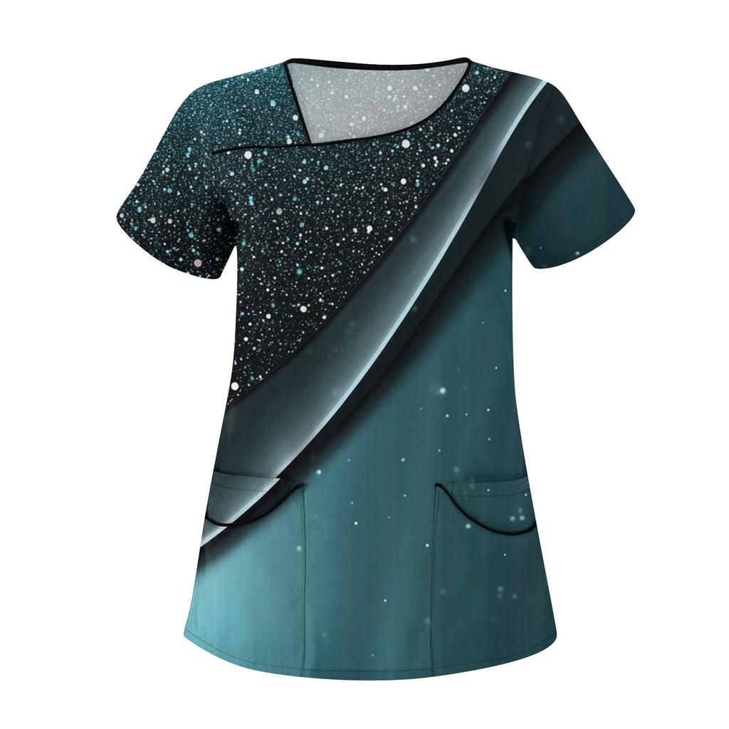 Damenmode Blumendruck Kurzarm Overalls mit Taschen Tops Kleidung