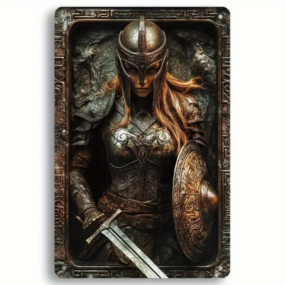 Metal Wall Decor Vintage Armor Art Sign Medieval Fantasy Woman Warrior Home Decor