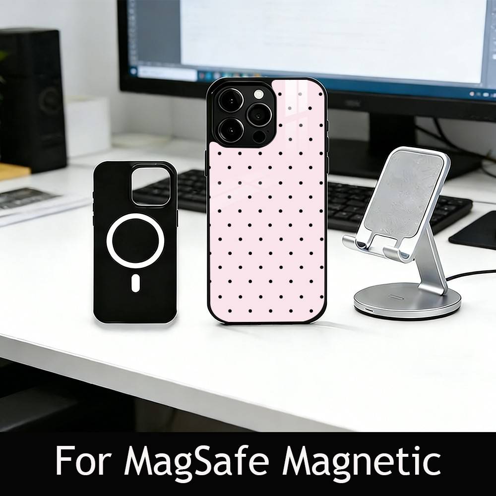 Classic Polka Dot Phone Case For iPhone17,16,15,14,13,12,11 Plus,Pro Magnetic with Magsafe Wireless Charging