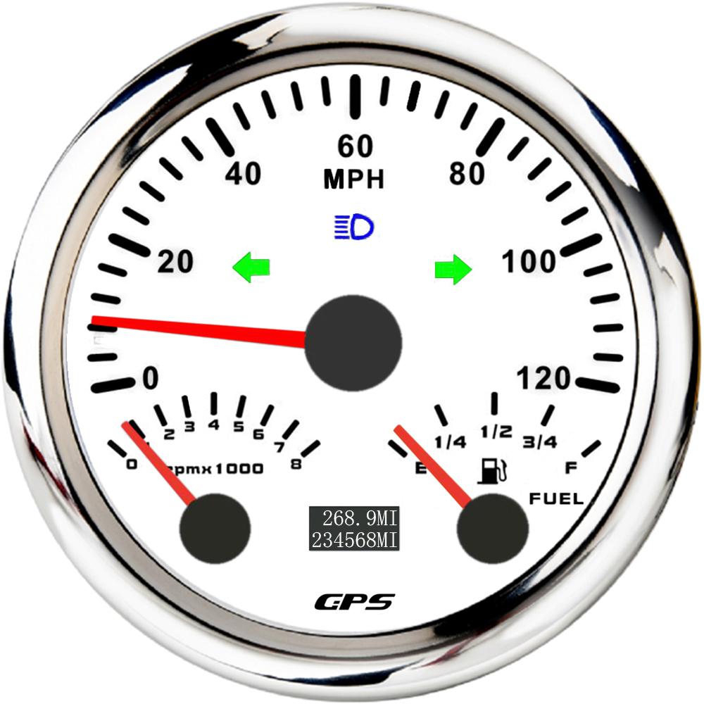 ELING Car Boat Universal 85mm 3 in 1 Multifunctional 200kmh GPS Speedometer with 8KRPM Tachometer Fuel Level 7 Colors Backlight