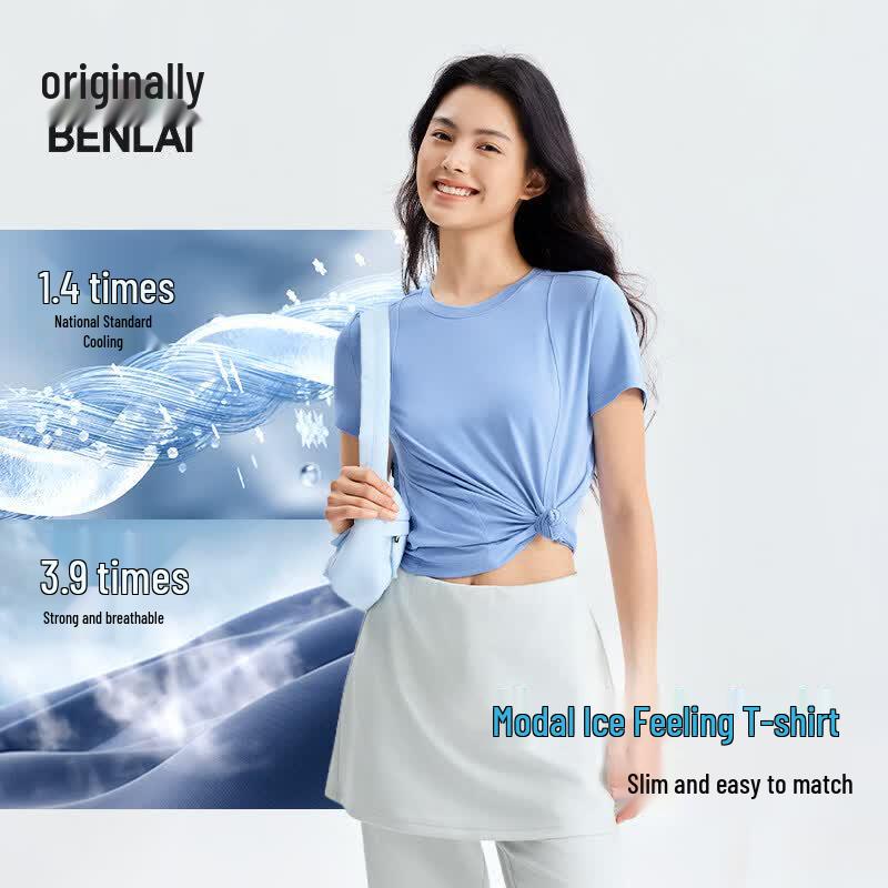 BENLAI Women s Cool-Touch Breathable Slim Fit T-Shirt 2XL синий