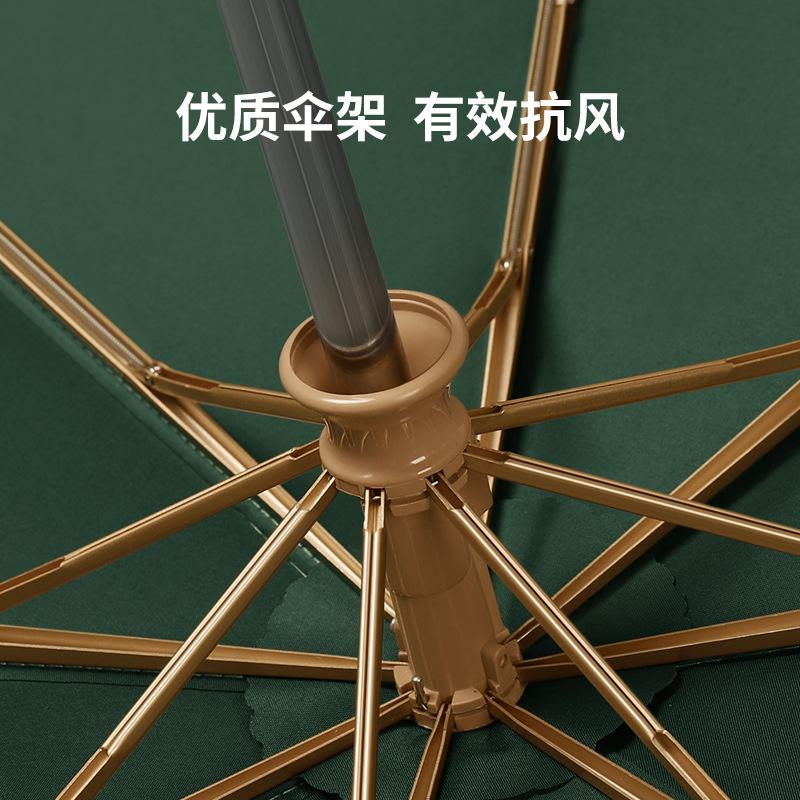 Fully Automatic Eight-bone Three-fold Business Folding Sunscreen Men's Gold Glue Dual-purpose Umbrella