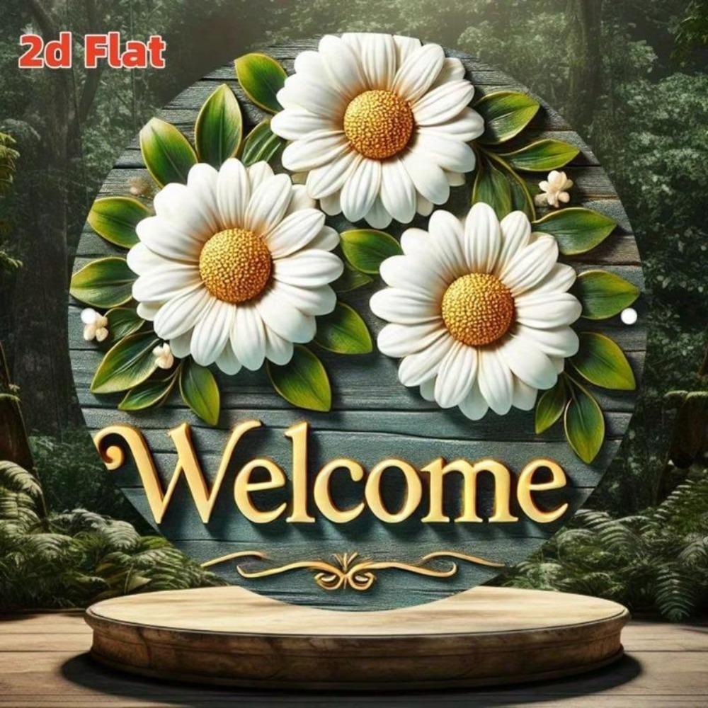 Tin Art Wall Decor Retro Circular 2D Flat Painting For Bar Cafe Beach House Garage
