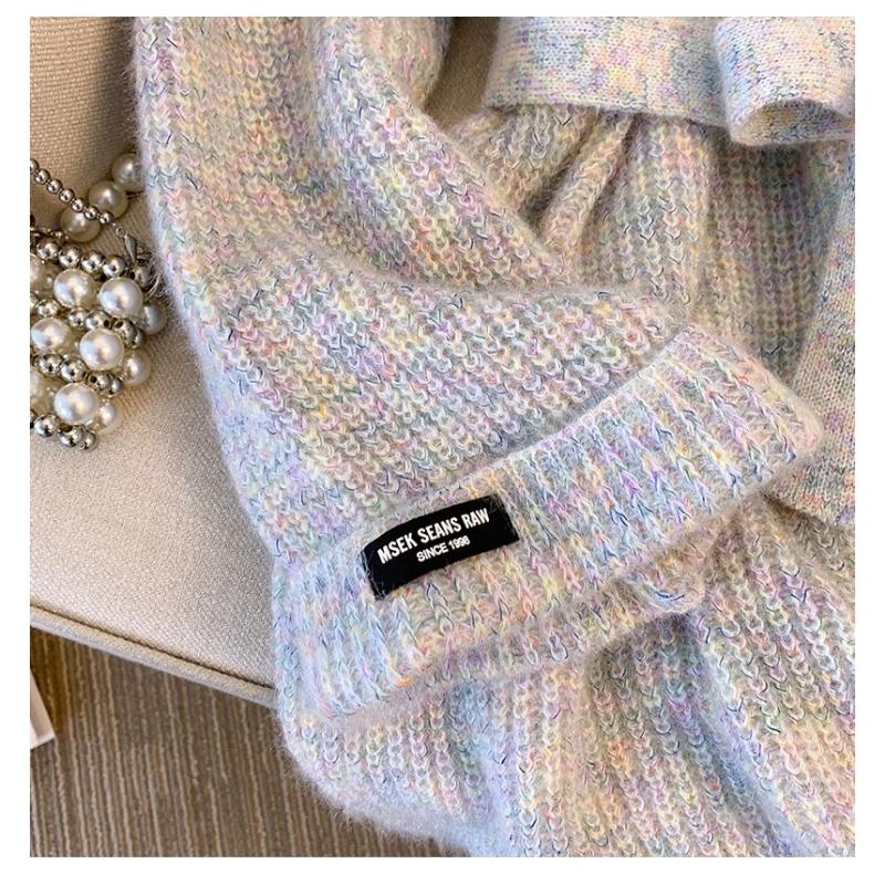 Pulover pentru Femei Toamnă Iarnă Îngroșat Pulover Cald Tricotat în Dungi Gât Rotund Strat de Bază Elastic Mânecă Lungă Jumper Supradimensionat Topuri