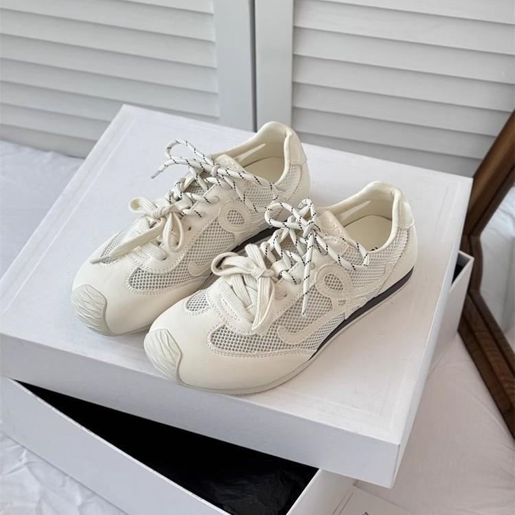 Retro Breathable Mesh German Training Shoes Women's 2025 Spring and Summer New Soft Leather Lace-up Crooked Head Ugly Cute Ballet Forrest Gump Shoes