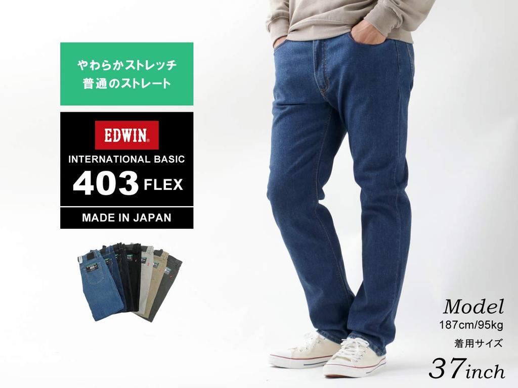 Jeans E403F Regular Straight Denim Pants Stretch Made In Japan One Wash 36 [EDWIN] Men's