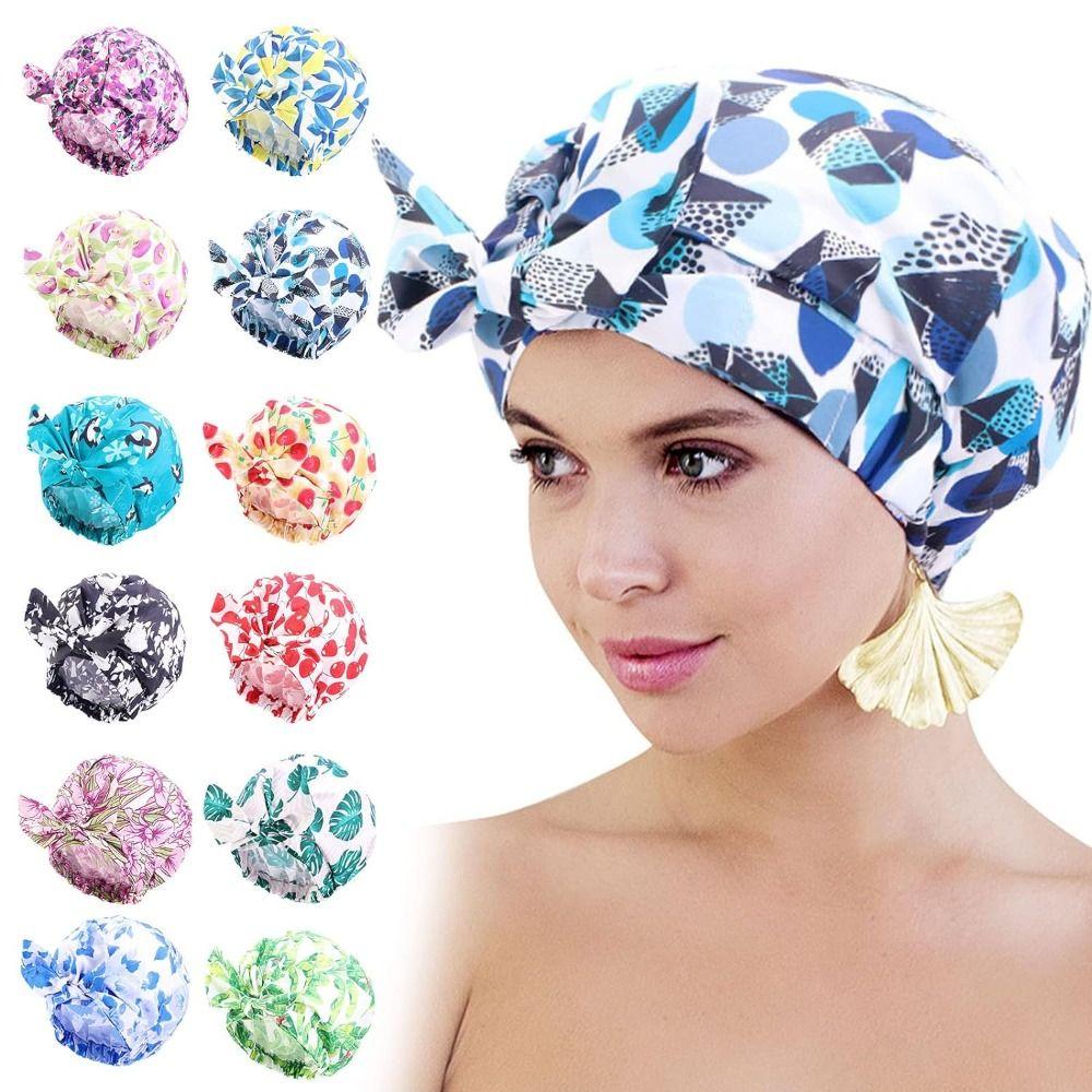 

Двухслойная шапочка для волос, водонепроницаемая шапочка для ванны, модная шапочка для душа, женская шапочка