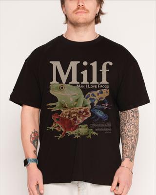 MILF Άνθρωπος Αγαπώ Βάτραχους Μπλουζάκι Unisex Vintage Κολάζ Βάτραχου Γραφικό T-shirt Χιουμοριστικό Streetwear Κοντομάνικο Καθημερινό Μεγάλο Πάνω Μέρος
