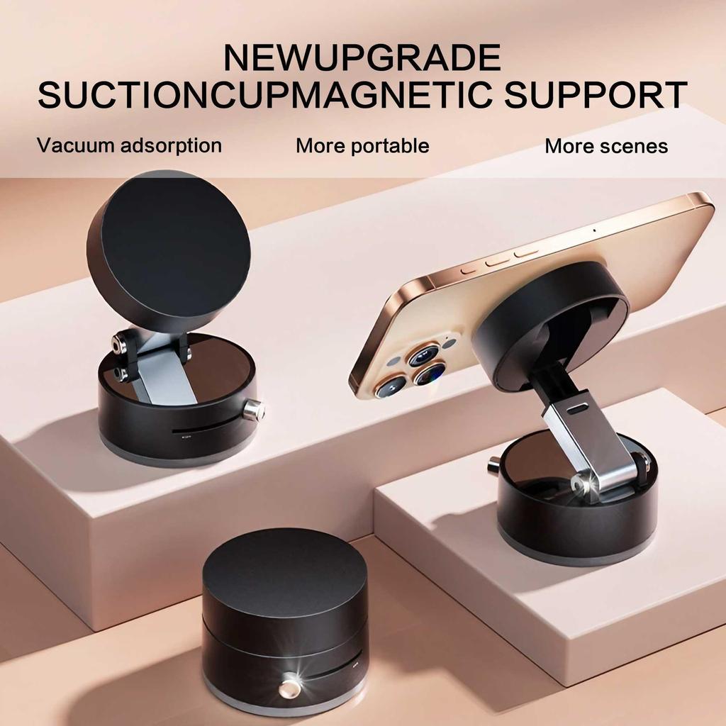 Magnetic Phone Holder Foldable Vacuum Suction Cup Mount Bracket for Smooth Surfaces Compatible with MagSafe