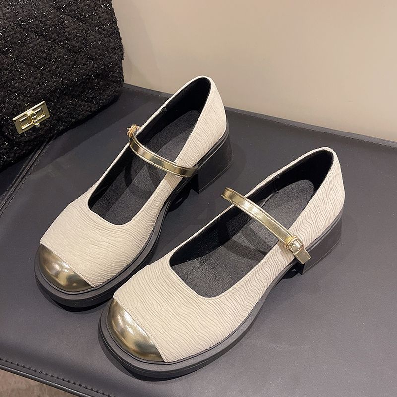 Shallow French high-heeled Mary Jane shoes thick heel square head temperament spring and autumn new fashion single shoes women