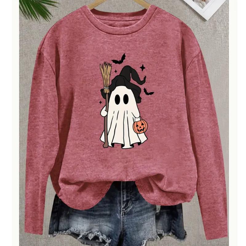 2025 Autumn & Winter Women's New Casual Crew Neck Long Sleeve Top 3D Halloween Pattern