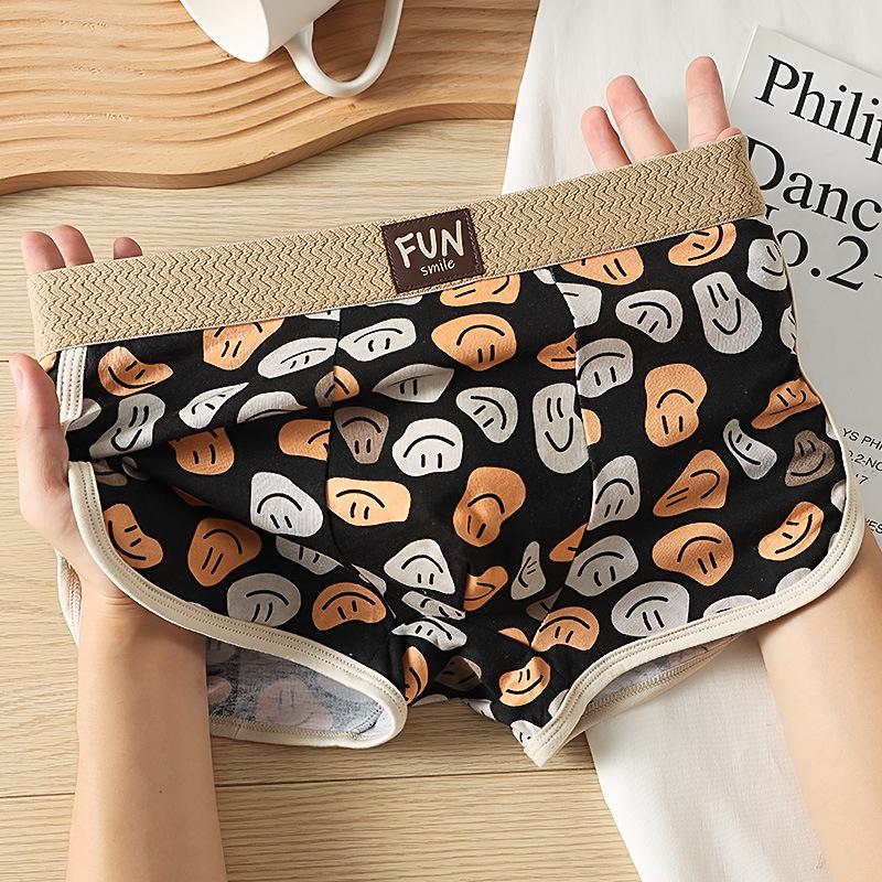 

Мужские хлопковые боксеры-брифы с мультяшным принтом медведя - Дышащие, средней посадки, дизайн с четырьмя углами 4XL