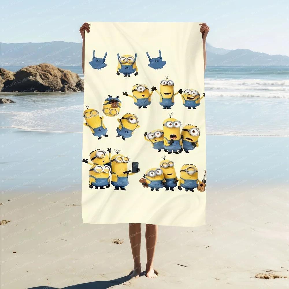 1Pc Cute Minion Printed Beach Towel With Ultra Fine Fiber Lightweight Fast Drying Soft Lightweight Travel Camping Yoga Swimming