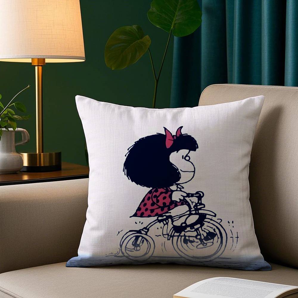 Cartoon M-Mafaldas Pillow Case Short Plush Print Cushion Cover Square Throw Pillow Covers Sofa Home Decor