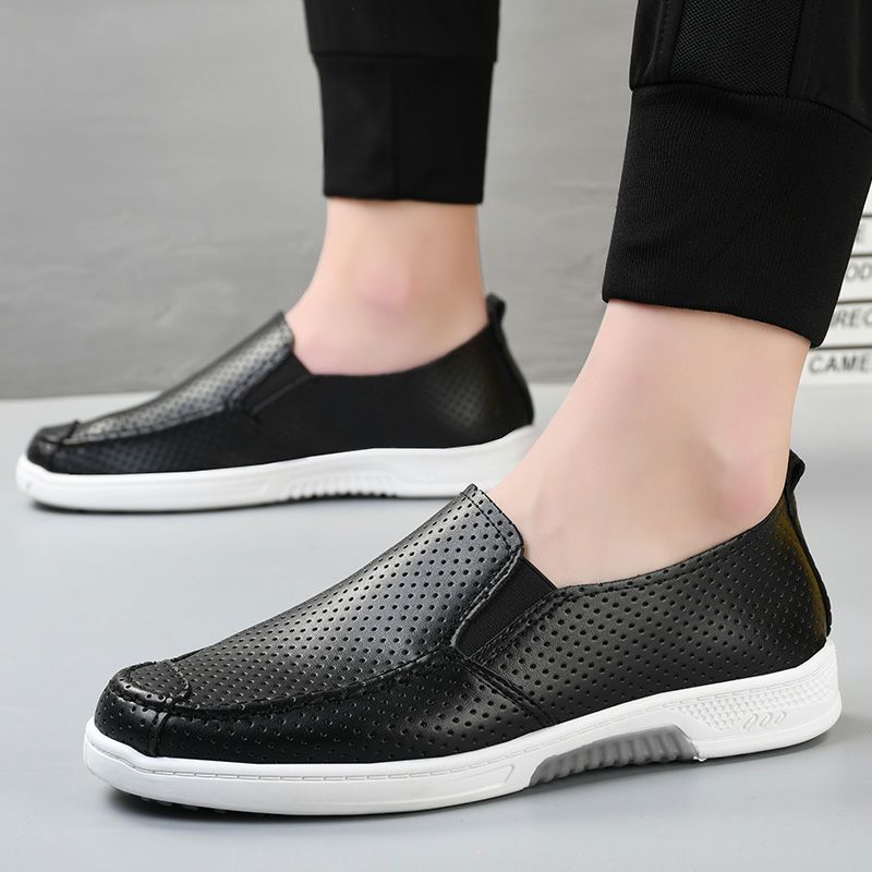 Fashion Flat White Men's Leather Shoes Breathable Legitimate Common Social Slip-on Designer Classic Original Elegant Pu Male Casual Shoe