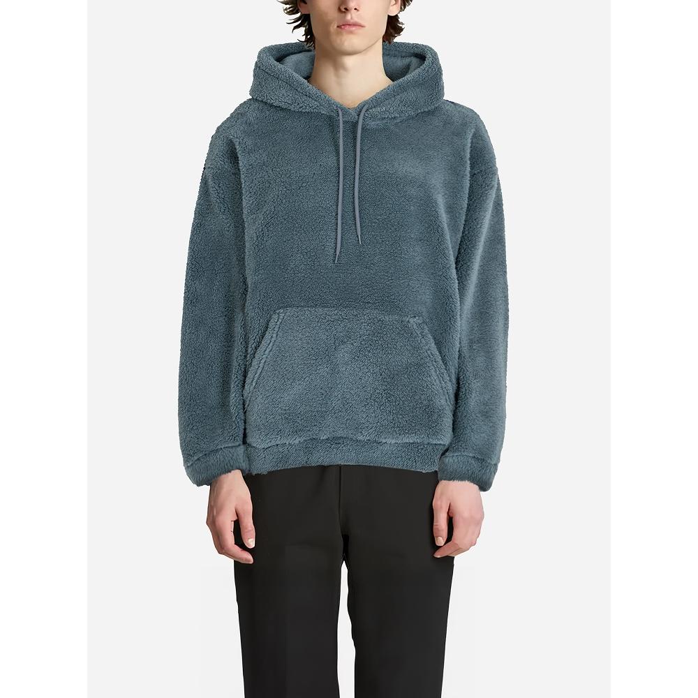 Daiso [common] FLuffy Long SLeeve FLeece Hoodie L bLue