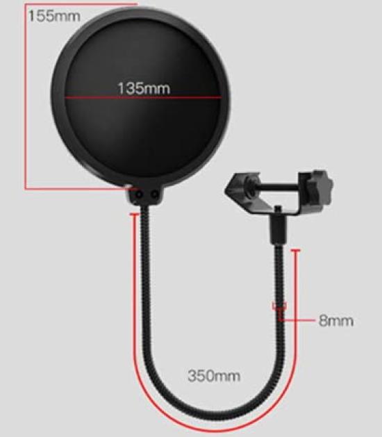 3232 PPLS Pop Screen Black 10cm Microphone Guard