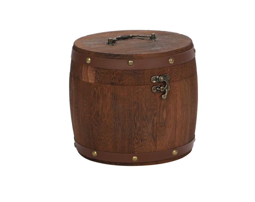 Hounendo Antique Wooden Tea Leaf Small Storage Box with Retro for Small Items Barrel-Shaped Container, Lid, Style,