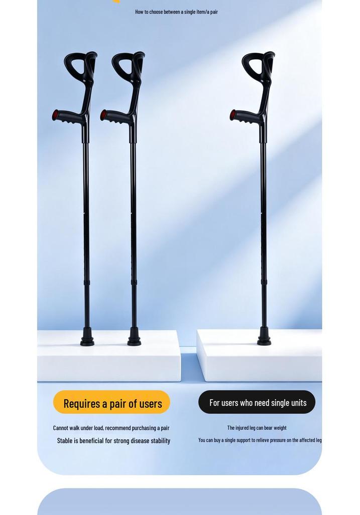 Foldable Non-Slip Double Elbow and Underarm Crutches