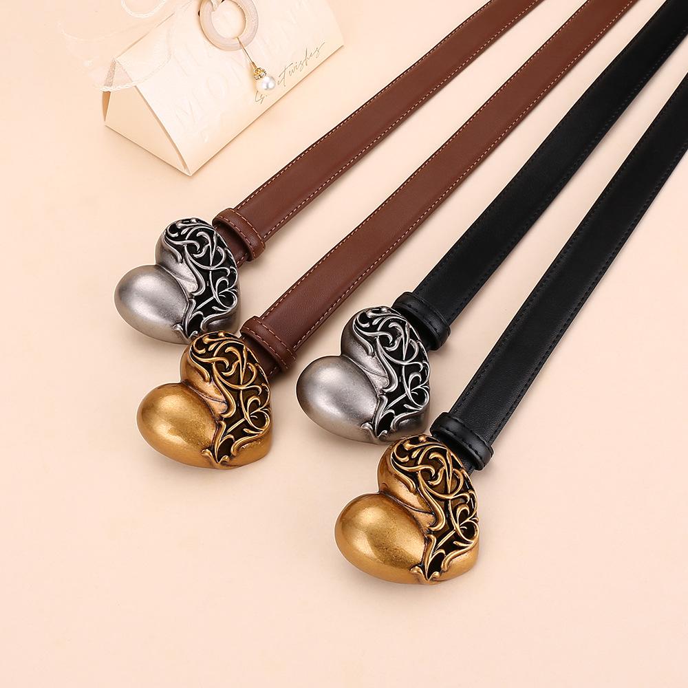 Leather Belt Women'S High-End Women'S Belt Women'S Decorative Jeans Belt Retro Hollow