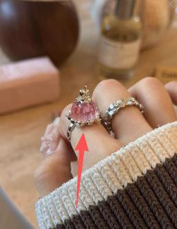 Pink Pudding Cake Ring Cute Niche Design Sense Creative Index Finger Ring Girls New High Value Ring