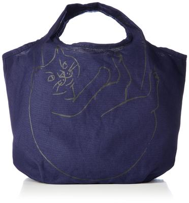 Cotton Cat Pattern Eco Bag Mini 2673 Navy [Rootote] NA.Loop Shopper.Marche Mini-B Women's