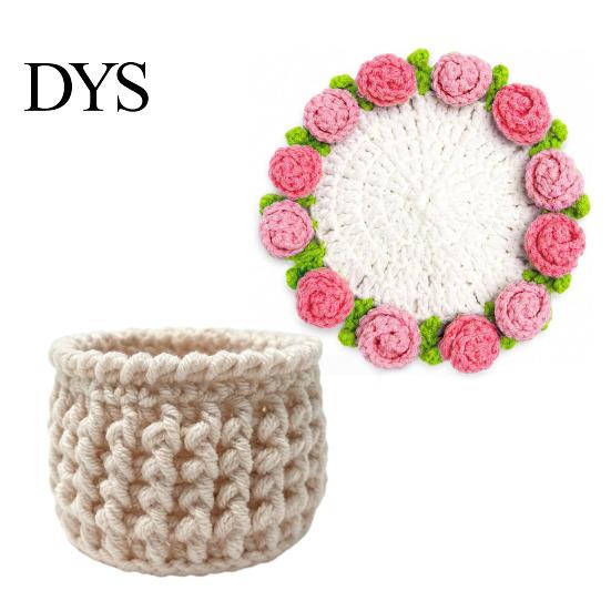 Desktop Plant Pot Stand Crochet Flower Bouquet Coaster, Handmade Knit Rose Mug Mat Transforms Into Bouquet, 2-in-1 Cozy Coffee Bar Decor Drink Coaster