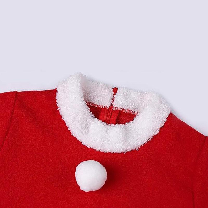 6 Pieces Christmas Elf Costume Red Shawl Winter Girls Boys Clothes With Hat For Christmas Eve Party New Year Children Outfit Set