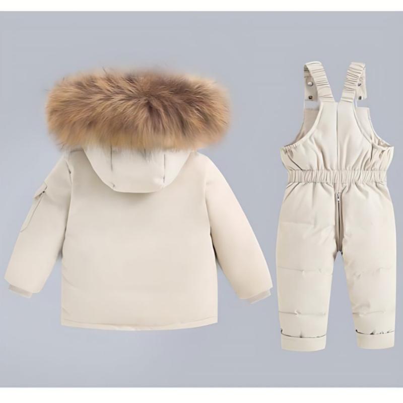 Winter Baby Down Jacket for Boys and Girls Two-piece Suit for 1-5 Years Old Overalls Jumpsuit