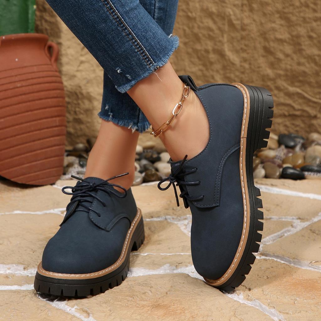 2025 neue Damen Casual Einzel Schuhe Retro Wildleder Schnürschuhe Dicke Ferse Kleine Lederschuhe Damen 20252025